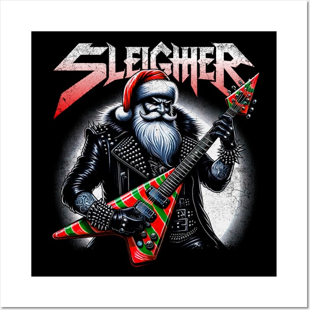 Sleigher Santa Claus Rock Christmas Wall Art by opippi